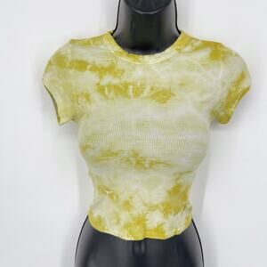 Enza Costa REVOLVE Tie-Dye Viscose Round Neck Crop Top NEW Size XS Lime Iconic